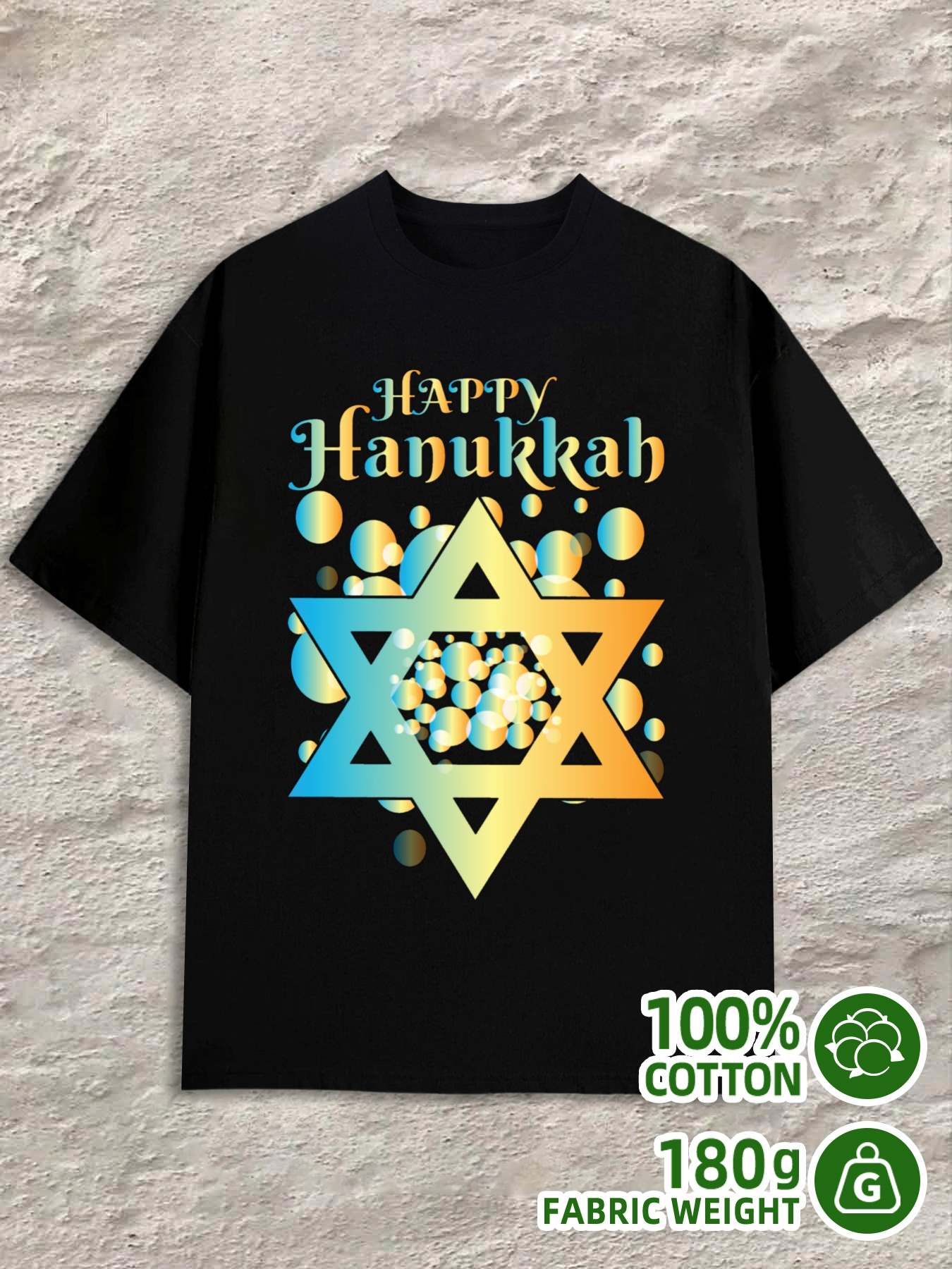 T-Shirt Y2K Happy Hanukkah Black XL