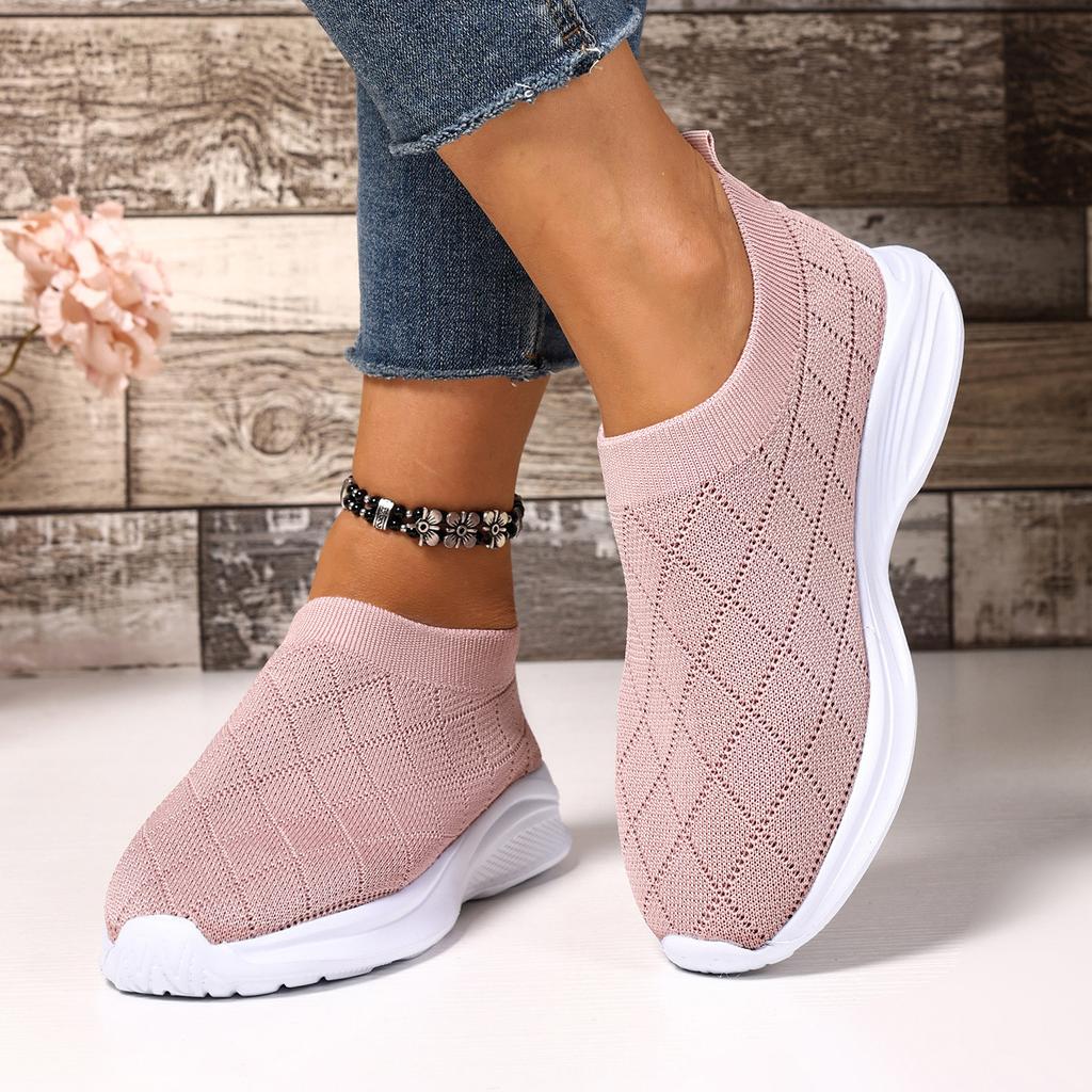 Fashion New Spring Summer Women's Vulcanize Shoes Mesh Breathable Soft Bottom Large Size Slip On Sneakers Casual Solid Weave Sport Tenis