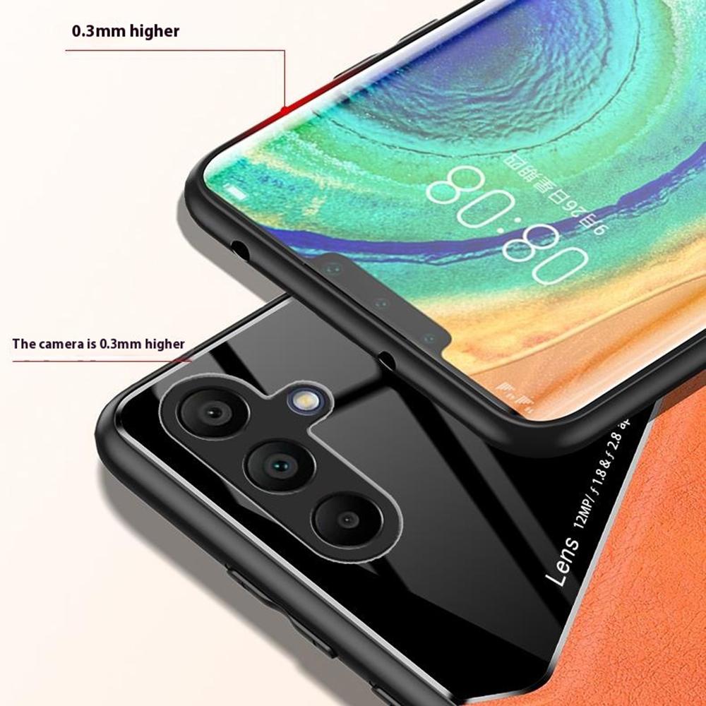 

For Samsung Galaxy A16 5G/A16 4G Case Leather Coated PC+TPU Phone Back Cover Orange
