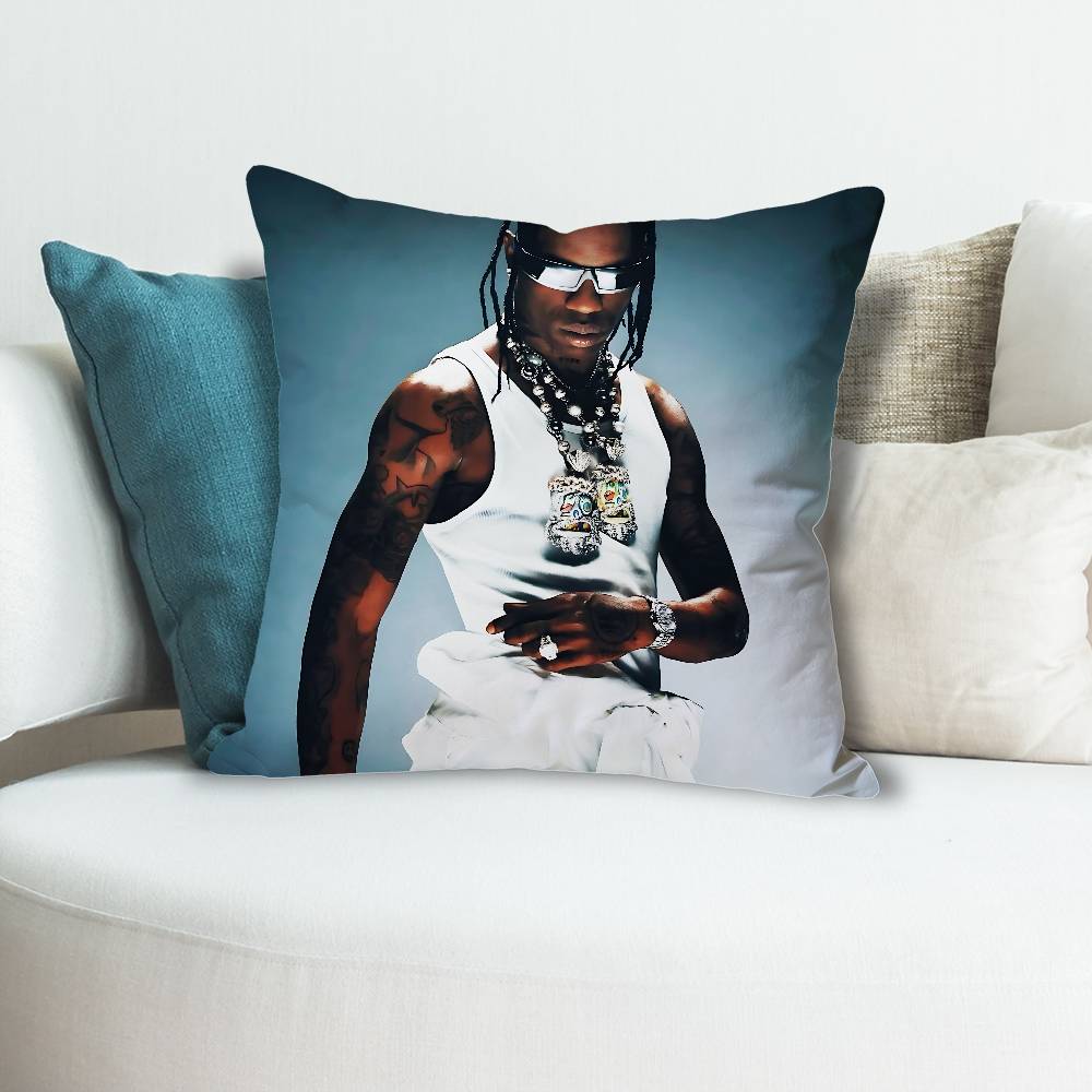 

TTravis SScott Singer Pillow Cases for Bedroom Living Room Sofa Home Decor Polyester Cushion Cover with Zipper 30x30 cm