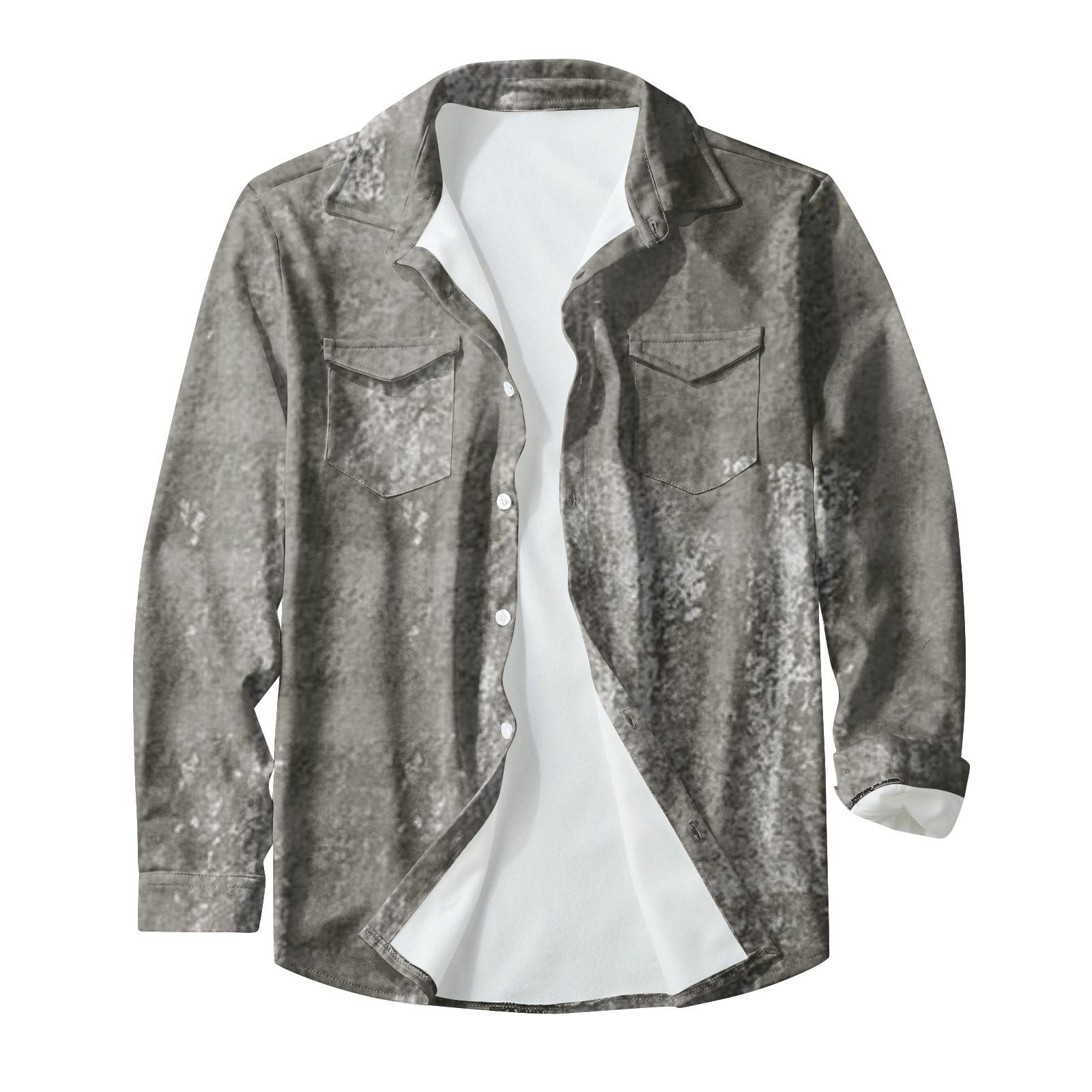 

Мужская модная повседневная куртка-кардиган с пуговицами и лацканами с длинными рукавами и принтом XXXXXL