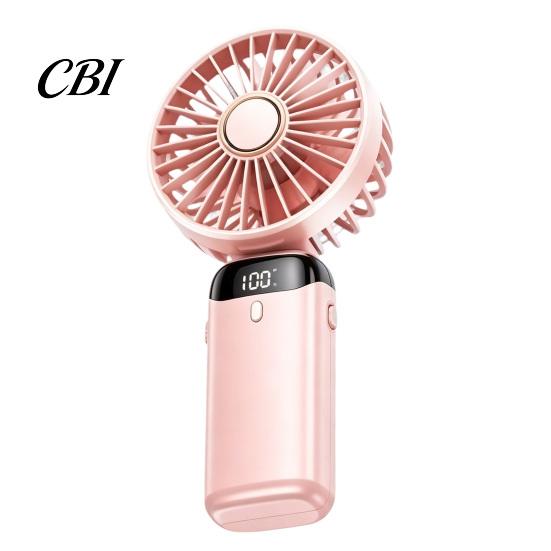 Battery Operated Fan Foldable Handheld Fan, Rechargeable USB Mini Desk with 5 Speed, Adjustable Speed LED Display, Portable Personal Cooling for Home