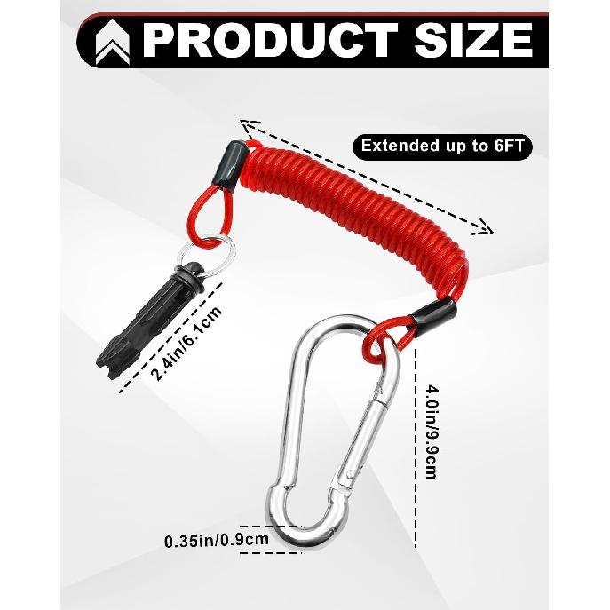 6FT Breakaway Trailer Cable, Trailer Brake Cable Stainless Steel Spring Safety Towing Coiled Wire with Pin, Emergency Brake Cable Strap Ground Clip