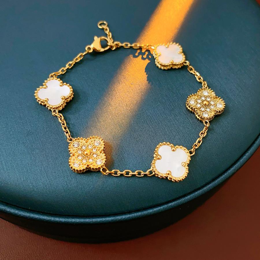 Women's Four-leaf Clover Bracelet Zircon Flower Bracelet Fashionable Exquisite Bracelet Temperament High-end Hand Jewelry