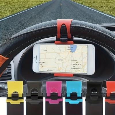 1pcs Car Phone Holder Mounted On Steering Wheel Cradle Smart Mobile Phone Clip Mount Holder Car Accessories Interior Mounts