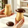 Wood Grain Mushroom Toothpick Box with Dust-proof Lid Vintage Toothpick Holder Dispenser Organizer Container for Home Office Restaurant