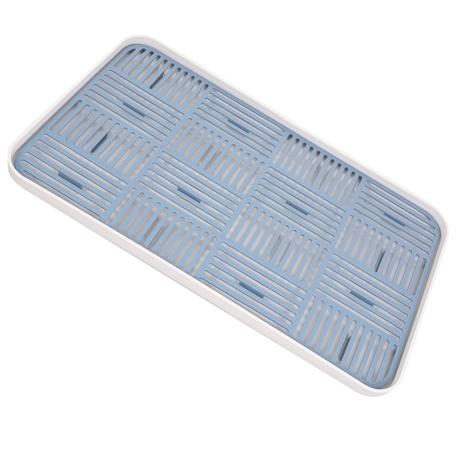 

Double Layer Draining Tray Multi-Function Fruit and Tea Set Plate Non-Skid Household Kitchen Storage Drying Rack Bright Design синий
