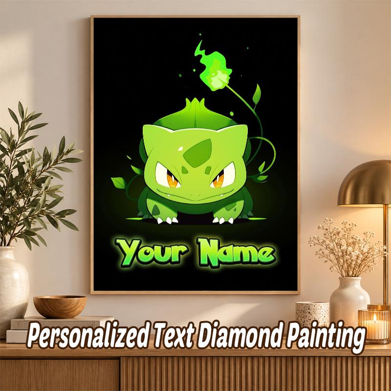 Bulbasaur Custom Name Diamond Painting Personalized 5D Full Drill DIY Diamond Art Home Decor