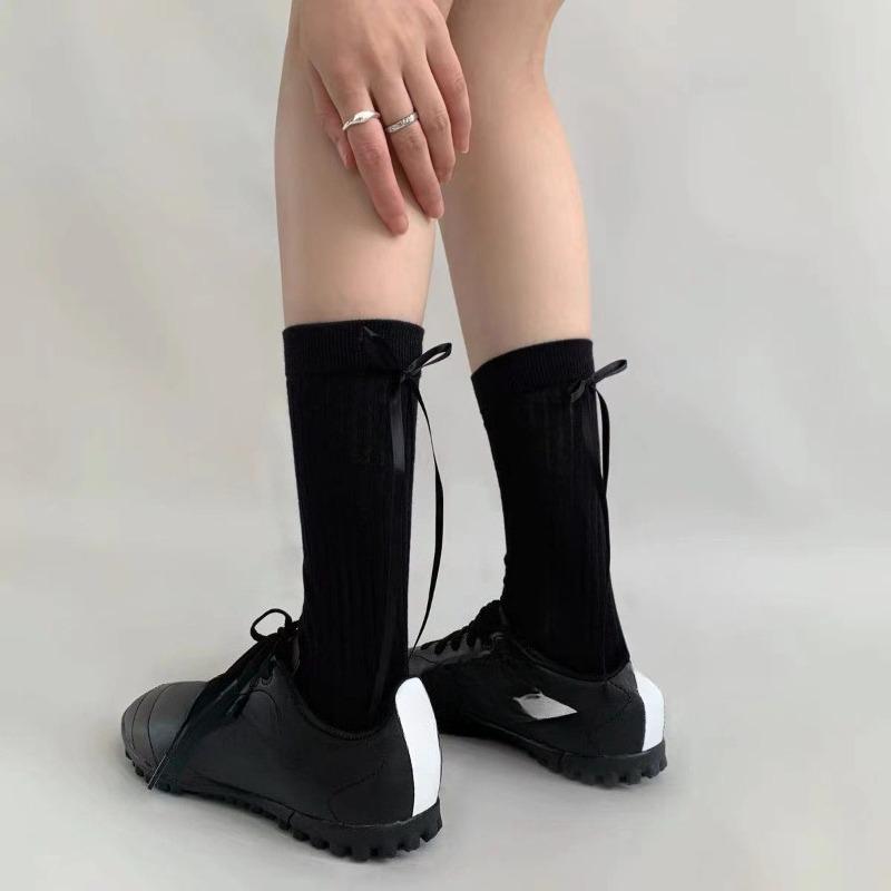 

Ballet-style Socks, Bow Long Stockings, Solid Color Calf Socks, Versatile and Sweet Lolita Socks for Women Mid-calf socks чорний