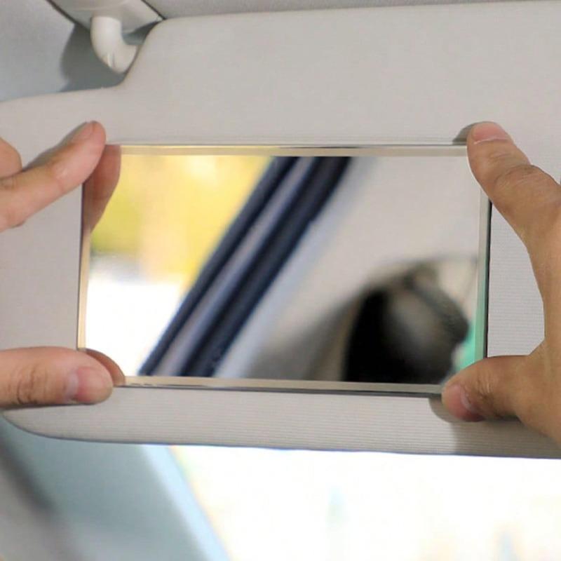 1pc Car Sun Visor Self-adhesive Stainless Steel Mirror