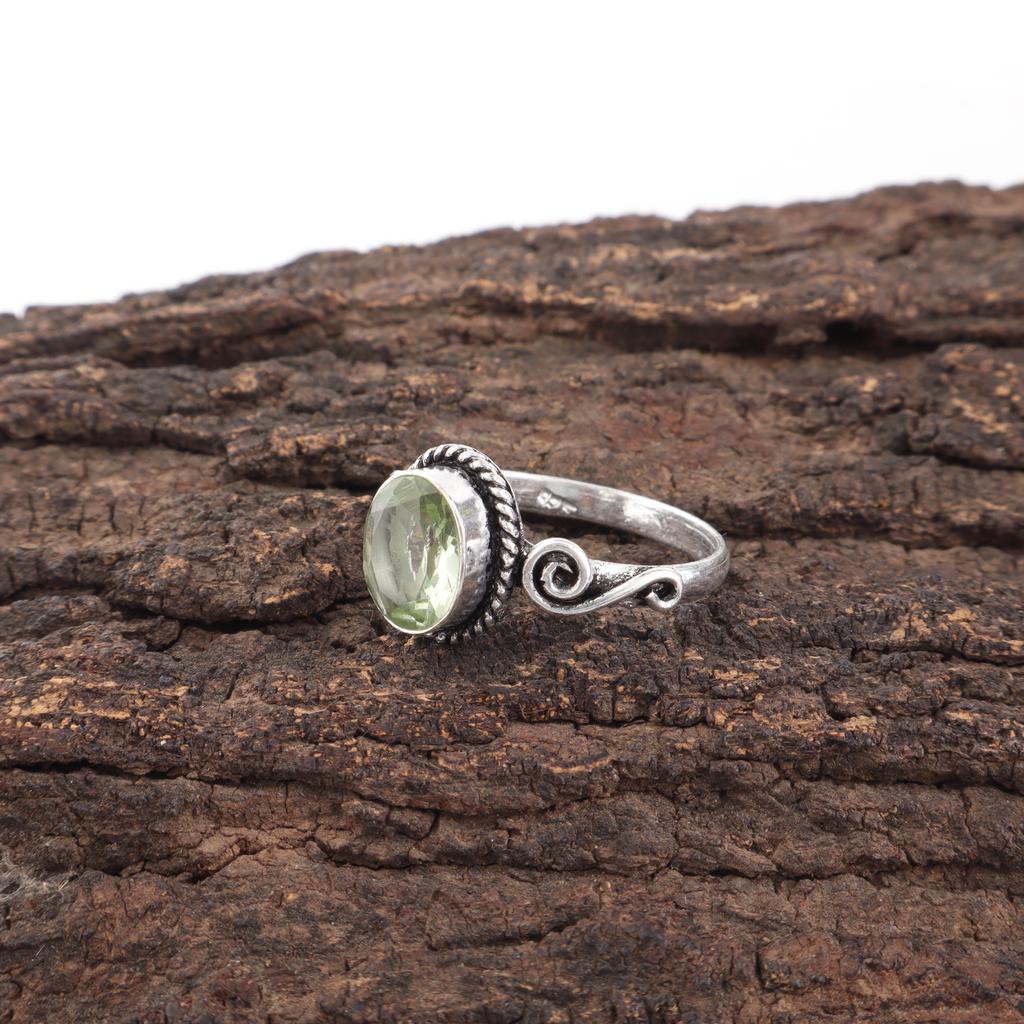 Green Amethyst Jewelry 925 Sterling Silver Ring, Gemstone Ring Jewelry, Healing Handmade Jewelry Gift For Mom