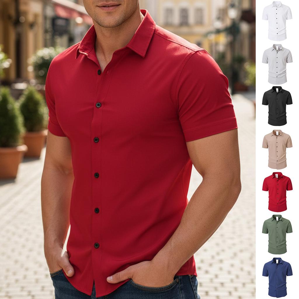 Men's Short Sleeve Button Front Casual Shirt