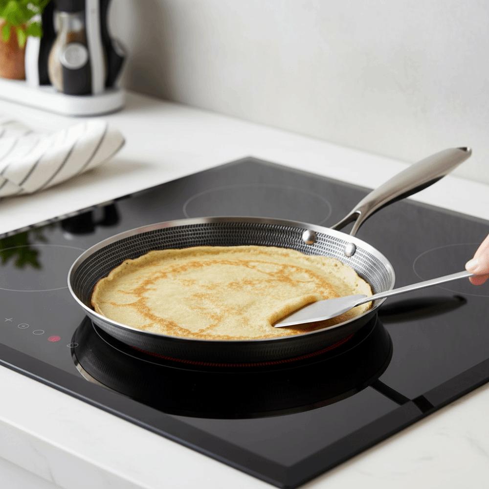 Honeycomb Pattern Crepe Pan Stainless Steel Ergonomic Handle Non-stick Pan Evenly Heated Flat-bottomed Frying Pan Stove