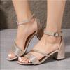 2025 Summer New High Heeled Sandals Fashion Round Toe Open Toe Ladies Shoes New Concise Fairy Style  Low Heel Square Heel Shoes