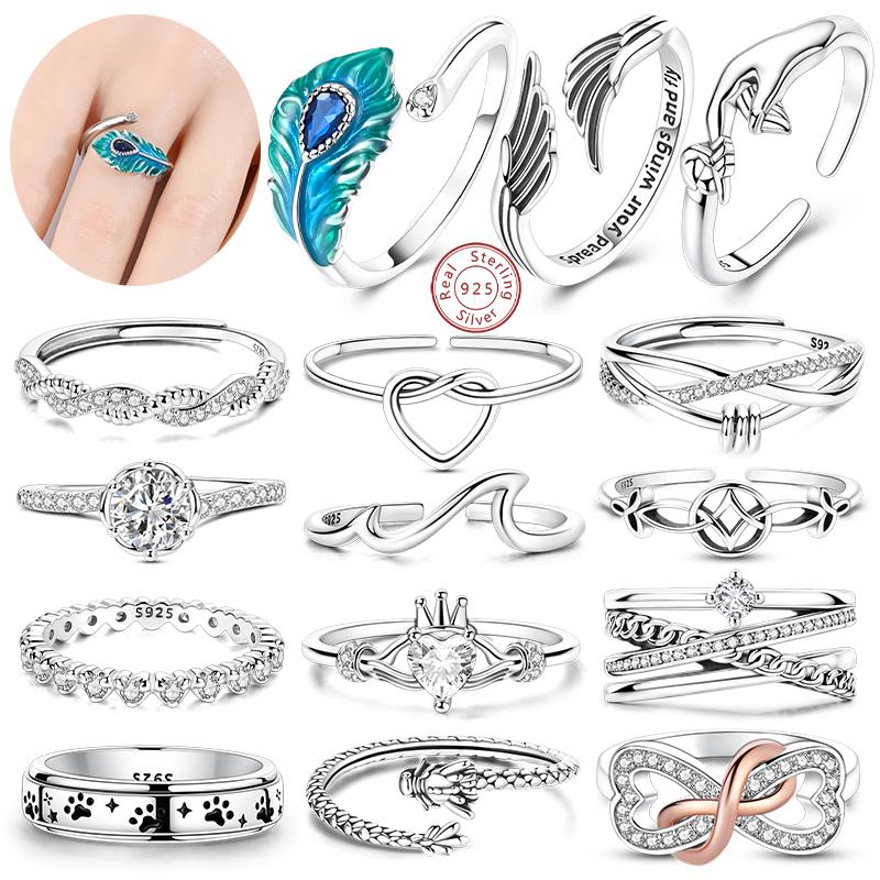 Rings Copper Fashion Classic Love Angel Wings Feather Celtic Knot Ring for Woman Couple Wedding Luxury Jewellery Gift