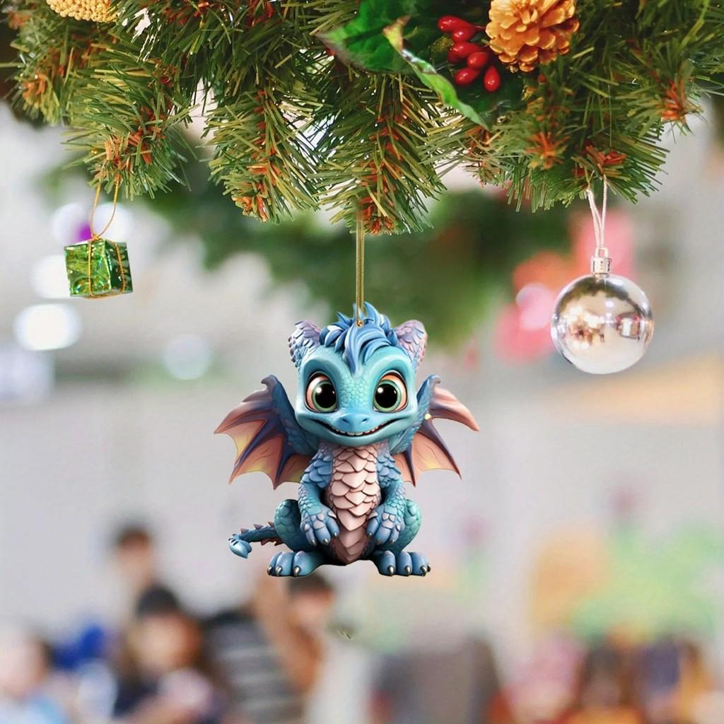 Adorable Cartoon Christmas Dragon Car Pendant Decorative Ornament For Festive Charm