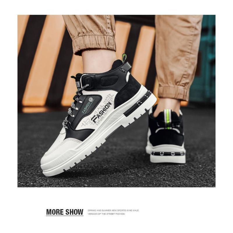 Men's Martin Thick-sole Trendy Height-increasing Student Anti-slip Versatile Sports Casual High-top Skateboard Shoes.