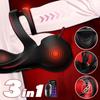 Vibrating Cock Ring Adjustable Heating Penis Ring Vibrator with Testicle & Perineum Stimulator APP Penis Vibrator Male Adult Toy