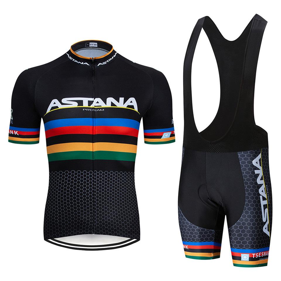 Tuta Estiva da Ciclismo Astana Set Manica Corta Astana Traspirante Sudore Attrezzatura per Tuta da Ciclismo