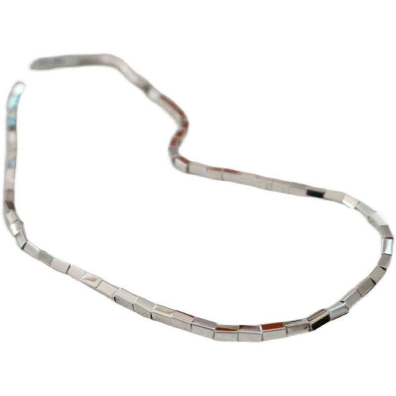 

Biling Super Flash Personality Square Tube Small Square Collarbone Neck Chain Design Bamboo Bare Chain Collar Women