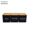 Bamboo Lid Square Metal Storage Tin for Coffee, Sugar, Tea - European American Style