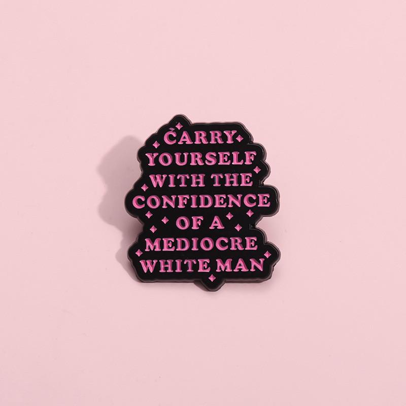 Trendy Cartoon Inspirational Letter Alloy Brooch Pin For Confident Expression In Stylish Design