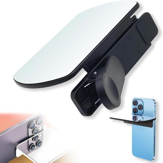 Phone Reflection Clip with Larger Mirror & Remote Adjustable Angle Mirror Effect Lens for Stunning Water Sky Shots Rear Camera Mirror Accessory