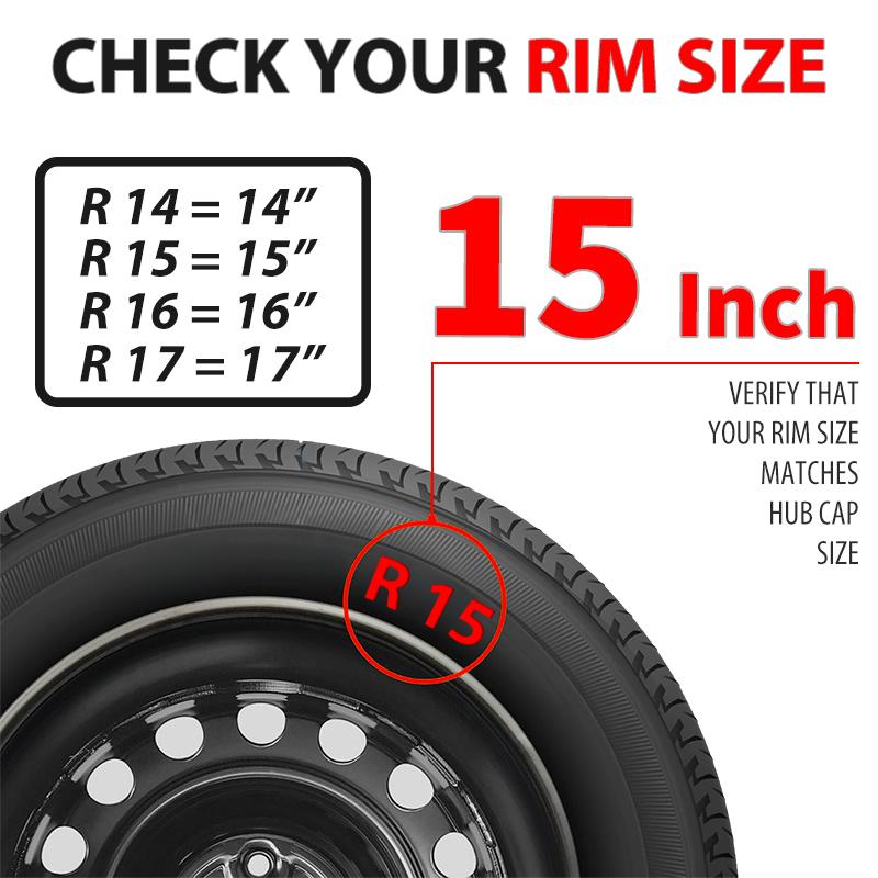 15 inch Knife Style Hubcaps Black & Silver Wheel Covers for Cars Set of 4 Fits Honda Volkswagen, Chevy, Mazda,Dodge Hub Caps