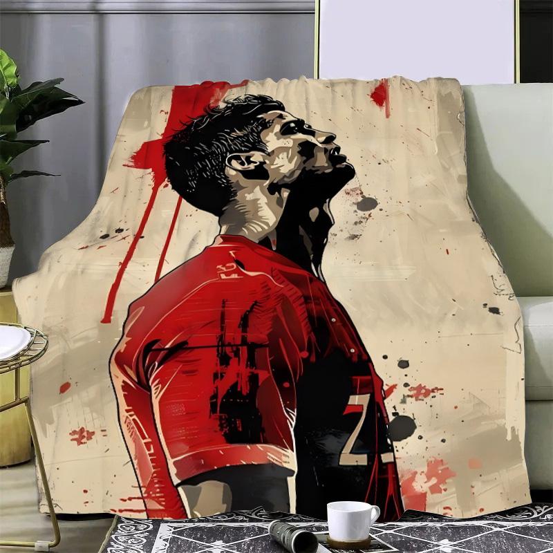 Football Star Printed Picnic Blankets R-ronaldo M-Messis Warm Blanket Soft and Comfortable Blanket Home Travel Birthday Gift
