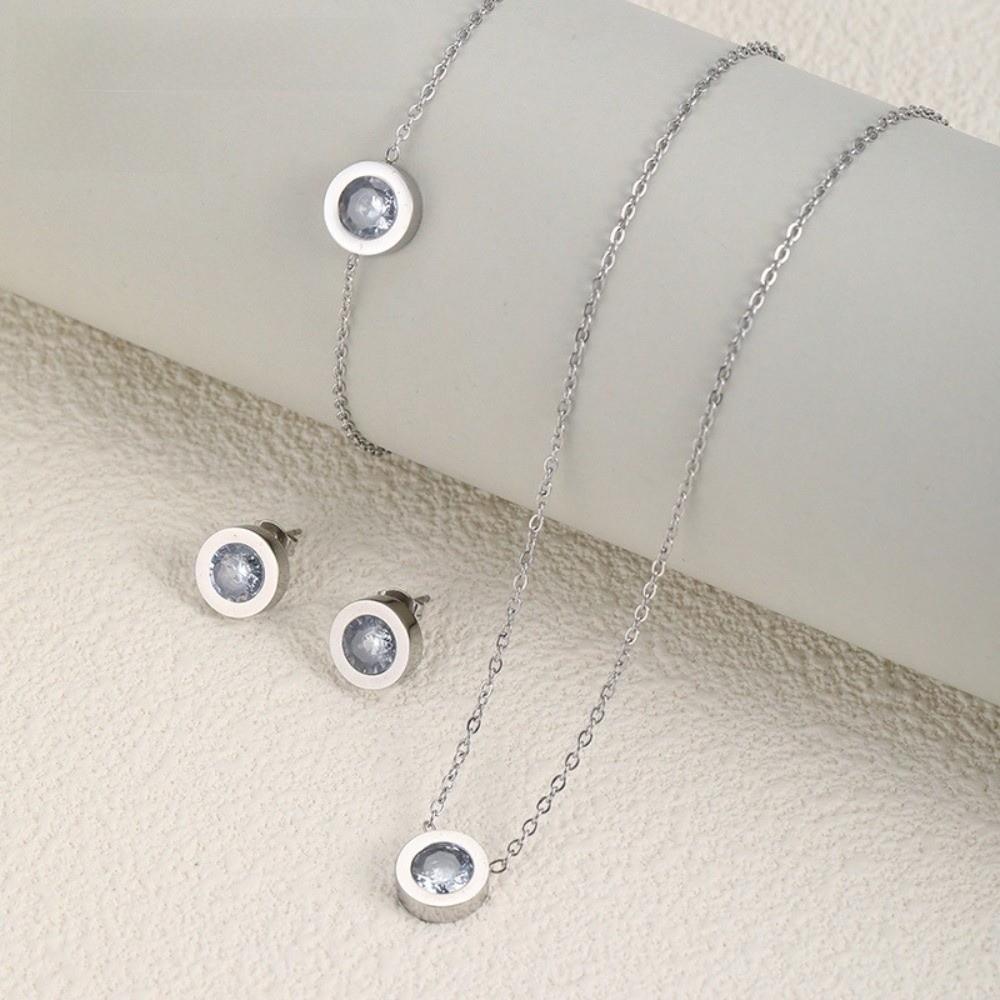 Round Crystal Stainless Steel Bracelet Coloful Moissanite Bracelet  for Gifts