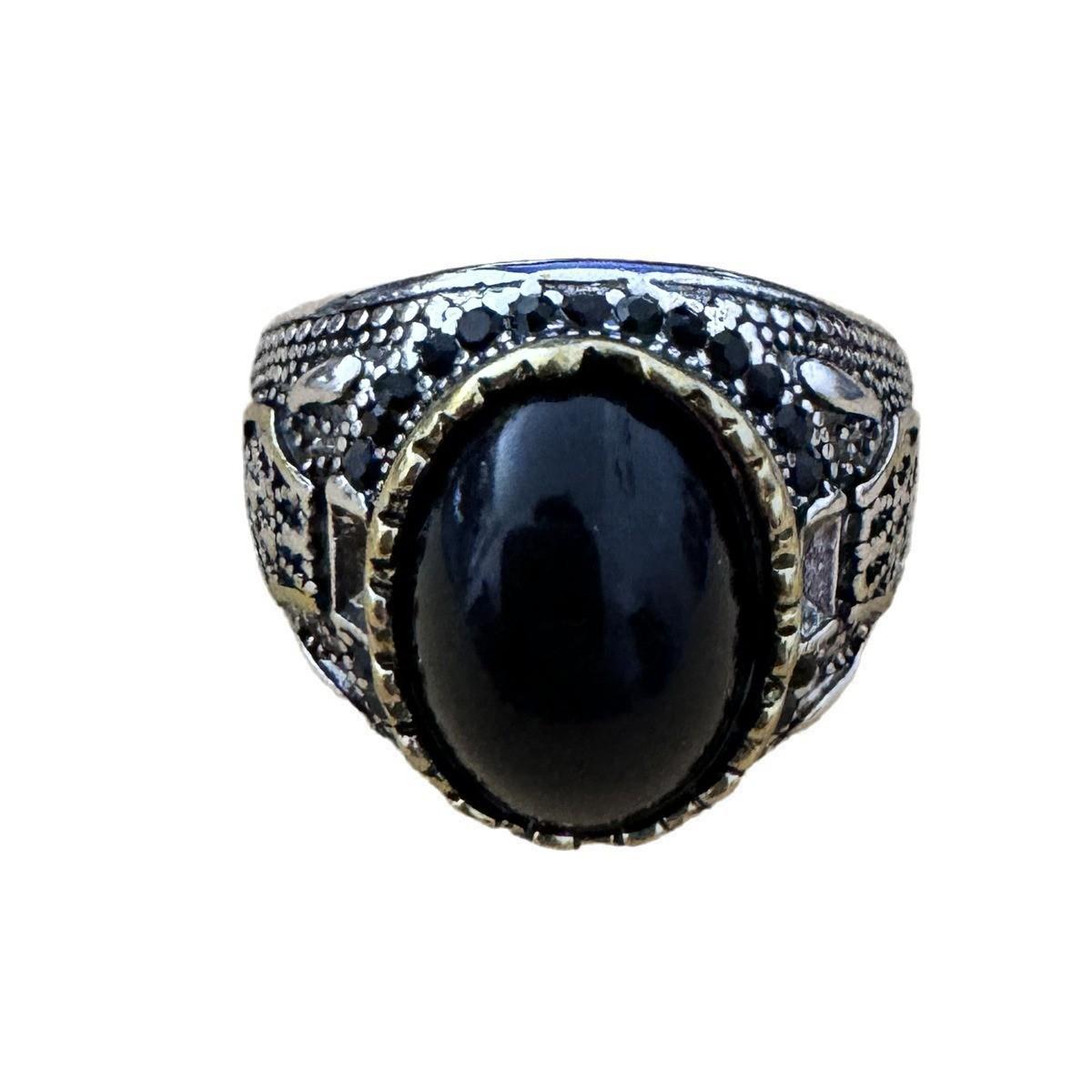 Ретро Двухцветное Кольцо-Заявление в Стиле Нефрита: Уникальная мода для мужчин и женщин Adjustable Open Size