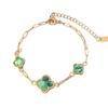 18K Light Luxury Titanium Steel Clover & Triple-Flower Bracelet with Mother-of-Pearl for Women
