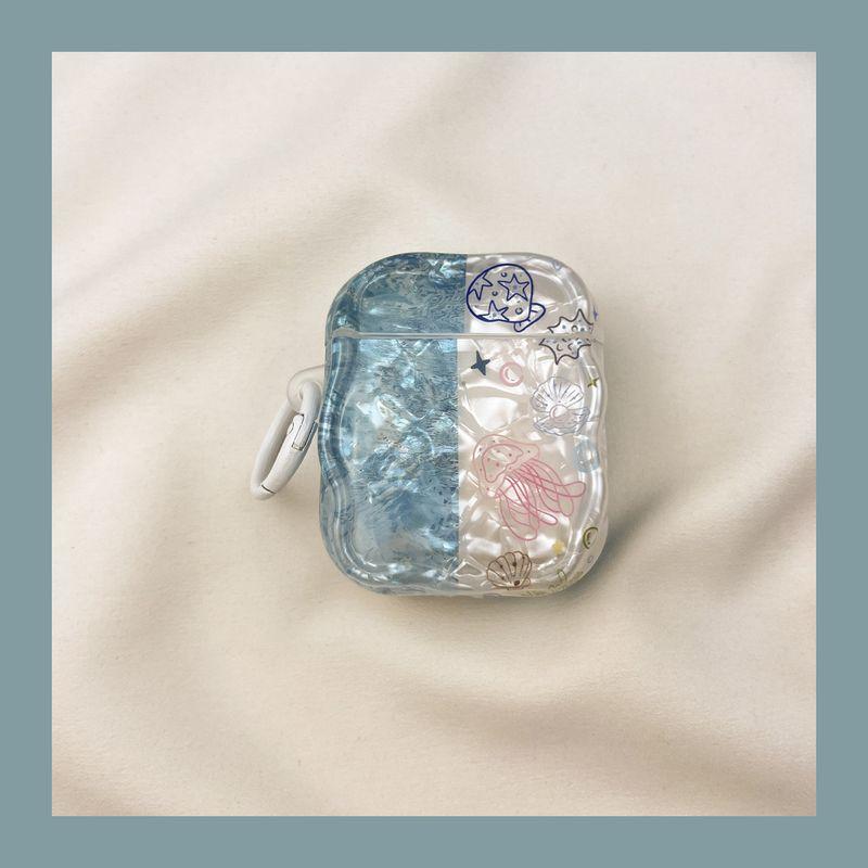 

Подходит для чехла для наушников Apple Pro второго поколения, беспроводных Bluetooth-наушников третьего поколения Aipods2, Airpodpro четвертого поколения, 5 коробок AirPods 4 [Summer Ocean Starfish Fish] Send Hook