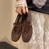 Women's Flat Shoes Spring Round Head Shallow Mouth Mesh Cloth Breathable Word with Anti-slip Wear-resistant Single Shoes