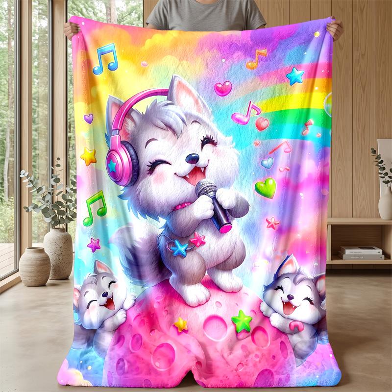 Cute Animal Group with Flowers blanket Personalized Name Flannel Blanket Soft Cozy Plush Throw for Sofa Bed Lightweight Home Decor