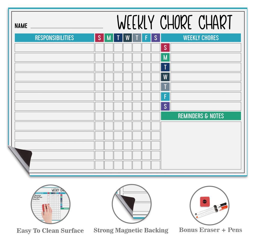 Inkdotpot Magnetic  Whiteboard Weekly Chores Charts Chore  Chart For  Refrigerator  - Dry Erase Behavior Chart For Kids