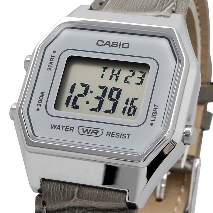 [Casio] LA680WEL-8A2 Digital Watch - Silver & Gray Leather Band
