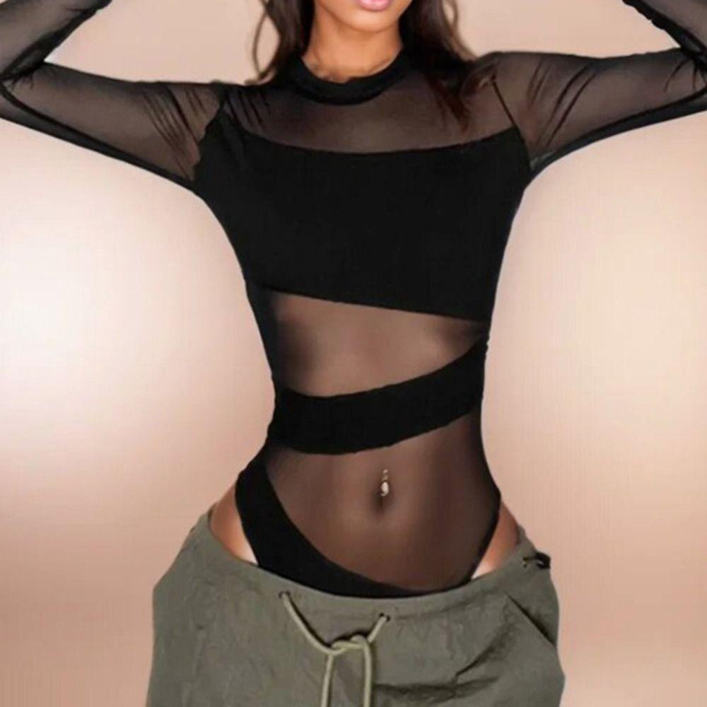 High Waist Mesh Thin Shapewear Seamless Underwear for Women Long Sleeve Lace Jumpsuit  Gifts