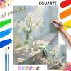 Digital Painting Kit White Iris Flowers In Vase Rain Window Oil Painting Handmade DIY Home Decoration Wall Art Painting