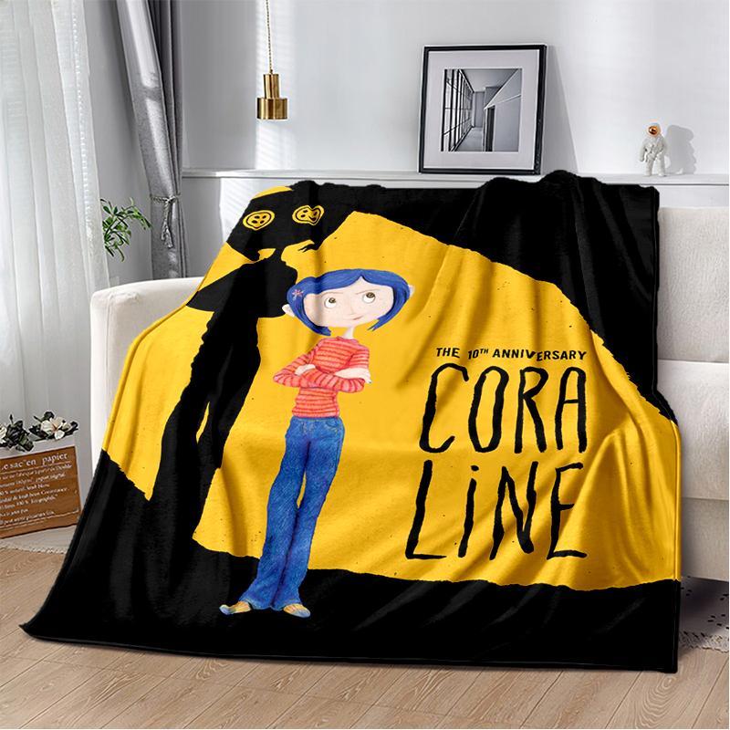 New Coraline Horror Cartoon Gift Soft Flannel Blanket,Throw Blanket Comfortable Blanket for Beds Sofa Home Bedroom Kids