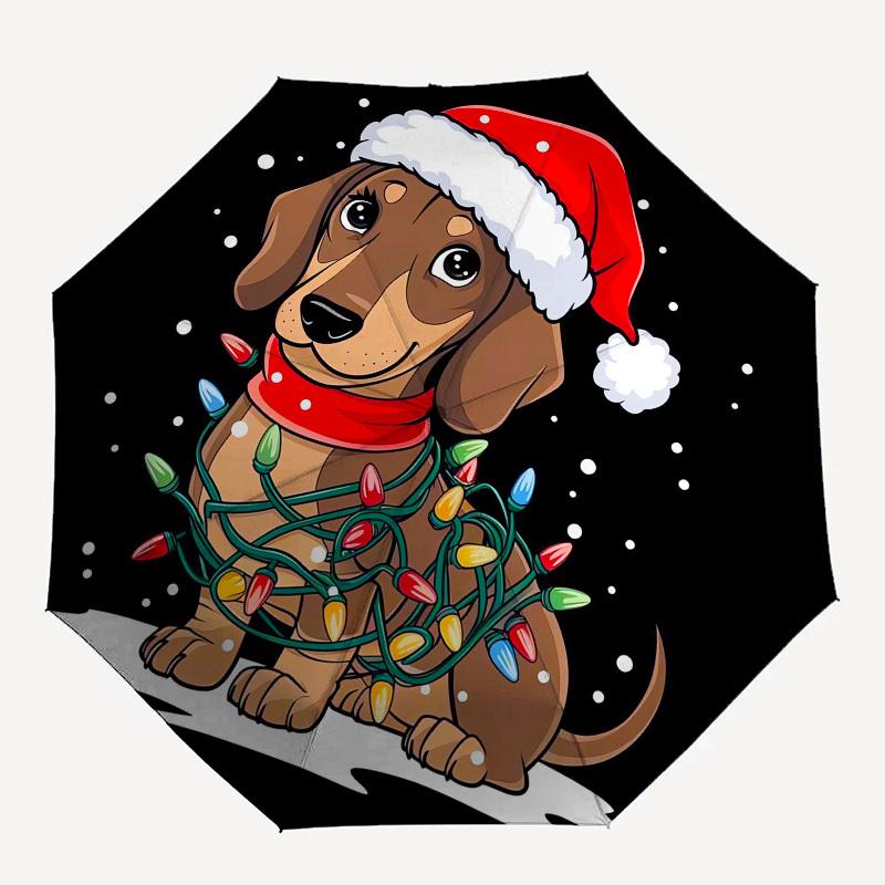 1pc Christmas Dachshund with Lights Umbrella with Plastic Handle,Suitable for All Seasons UmbrellaPT550