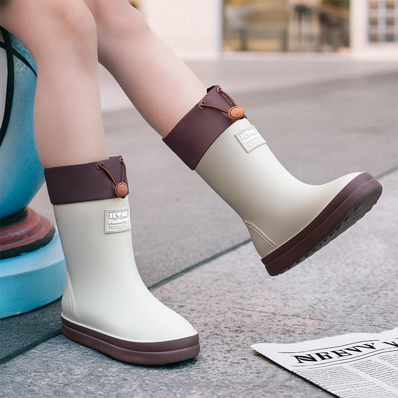 New Children's Fashion Rain Boots Outdoor Bundle Waterproof Shoes Boys and Girls Children High Soft-soled Rubber Rain Shoes