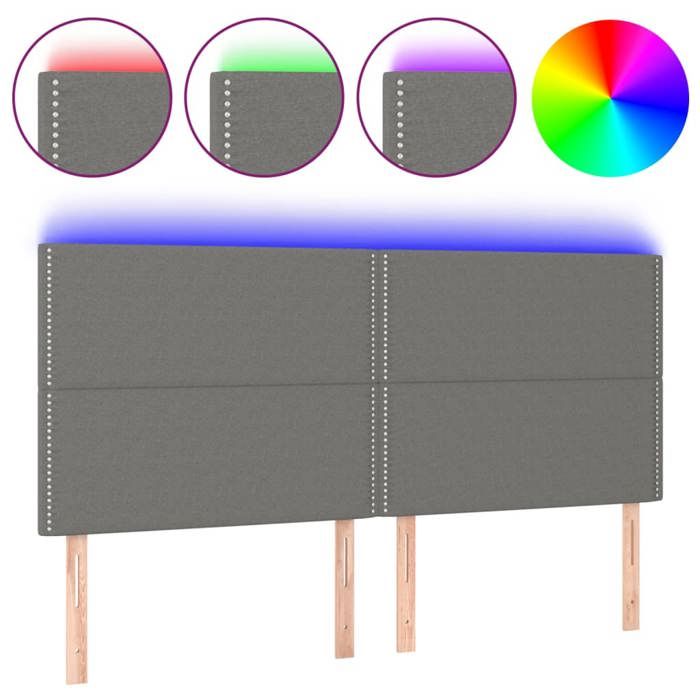 VidaXL Tête de Lit à LED Meuble de Chambre à Coucher Accessoire de Lit Double Tête de Cadre de Lit Intérieur Gris Foncé 3122307