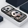 Milk Tea-drinking Panda Pattern Case For iPhone 17 Pro Max Funda iPhone 16 Pro Max 15 14 13 12 11 Air 16E Leather Texture Silicone Cover
