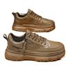 Autumn new sports and leisure board shoes waterproof and non-slip black leather shoes leather trendy shoes