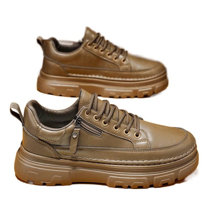 Autumn new sports and leisure board shoes waterproof and non-slip black leather shoes leather trendy shoes