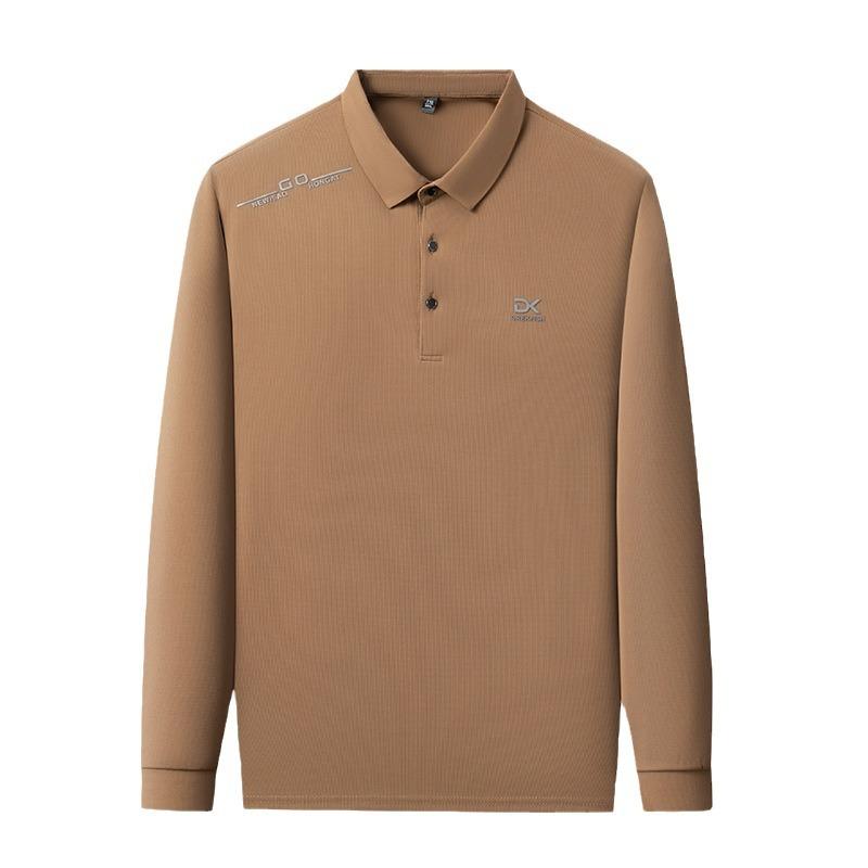 Polo Shirt Men'S Premium Long Sleeve Business Casual Men'S Small Waffle Stretch T-Shirt