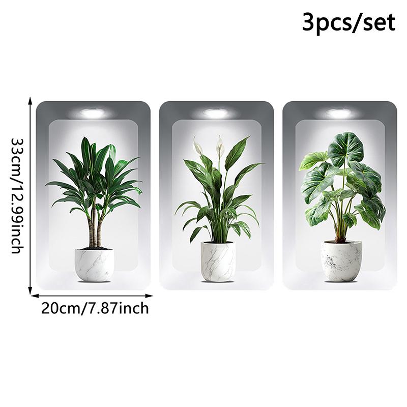 Autocolante de perete 3D, Plantă verde în ghiveci Ferestre false Living Pridvor Decor de perete de fundal Autocolante de perete autoadezive