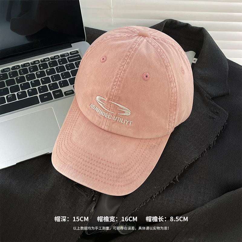 Letter Embroidery Red Soft Top Baseball Cap Women's Wide Brim Big Face Small Face Hat Big Head Circumference Peaked Cap