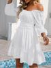Elegant Spring-Summer Square Neck Ruffle A-line Dress